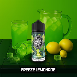 Frascos de E-Liquid Freeze Lemonade de Sweet Steam Ecuador en presentaciones de 10 ml, 60 ml y 120 ml, con sabor a limonada helada, disponible en 0 mg, 3 mg y 6 mg de nicotina
